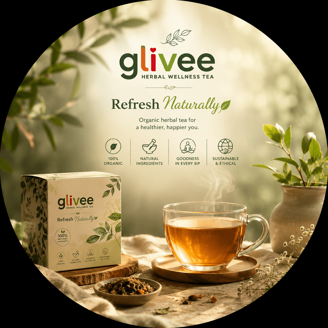 Glivee herbal wellness tea — refresh naturally